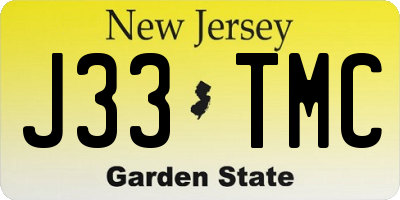 NJ license plate J33TMC