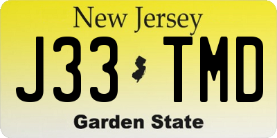 NJ license plate J33TMD