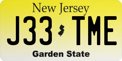 NJ license plate J33TME