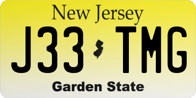NJ license plate J33TMG
