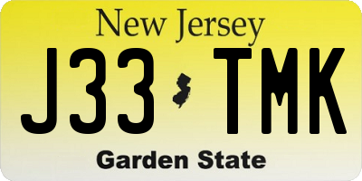 NJ license plate J33TMK