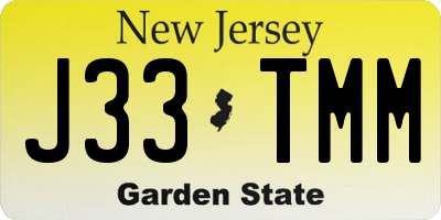 NJ license plate J33TMM