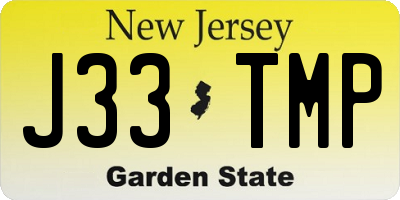 NJ license plate J33TMP