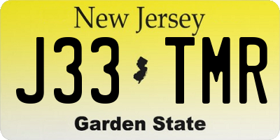 NJ license plate J33TMR