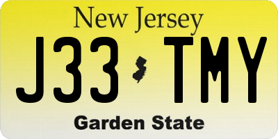 NJ license plate J33TMY