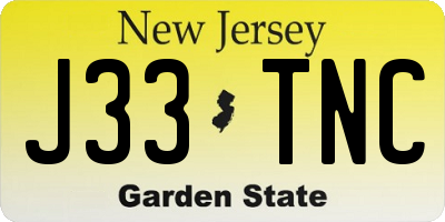 NJ license plate J33TNC
