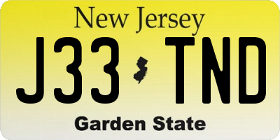 NJ license plate J33TND