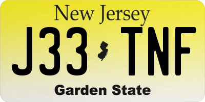 NJ license plate J33TNF