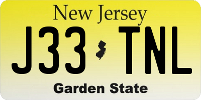 NJ license plate J33TNL