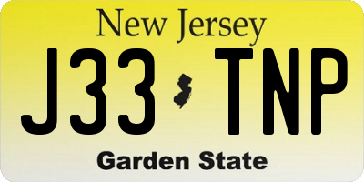 NJ license plate J33TNP