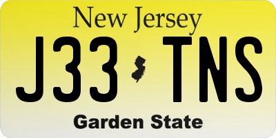 NJ license plate J33TNS