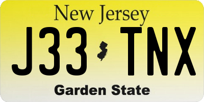 NJ license plate J33TNX