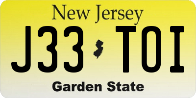 NJ license plate J33TOI