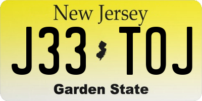 NJ license plate J33TOJ