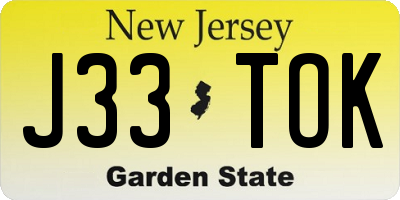 NJ license plate J33TOK