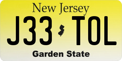 NJ license plate J33TOL