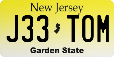 NJ license plate J33TOM