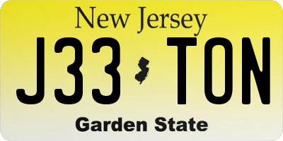 NJ license plate J33TON