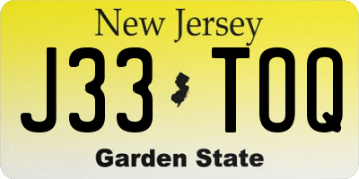 NJ license plate J33TOQ