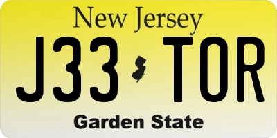 NJ license plate J33TOR