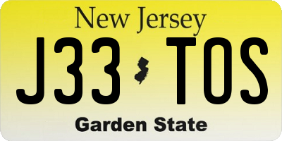NJ license plate J33TOS