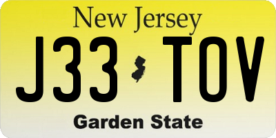 NJ license plate J33TOV