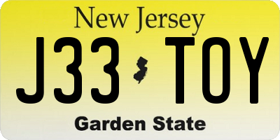 NJ license plate J33TOY