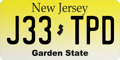 NJ license plate J33TPD