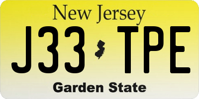 NJ license plate J33TPE