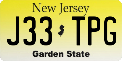 NJ license plate J33TPG