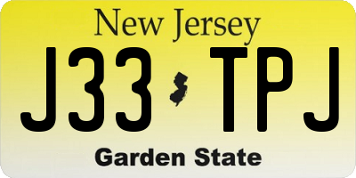 NJ license plate J33TPJ