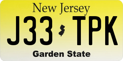 NJ license plate J33TPK