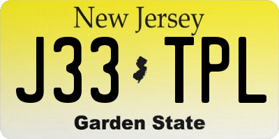 NJ license plate J33TPL