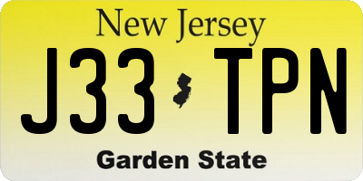 NJ license plate J33TPN