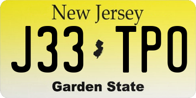 NJ license plate J33TPO