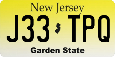 NJ license plate J33TPQ