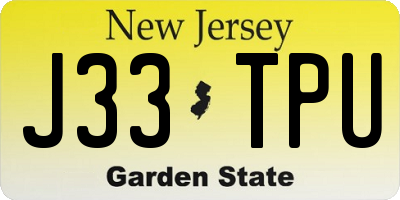 NJ license plate J33TPU