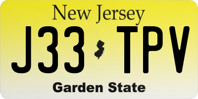 NJ license plate J33TPV