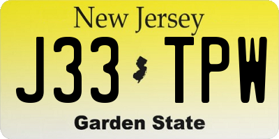 NJ license plate J33TPW