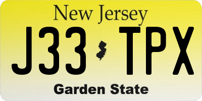 NJ license plate J33TPX