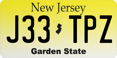 NJ license plate J33TPZ