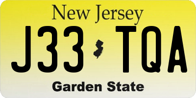NJ license plate J33TQA