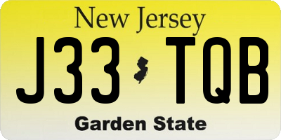 NJ license plate J33TQB