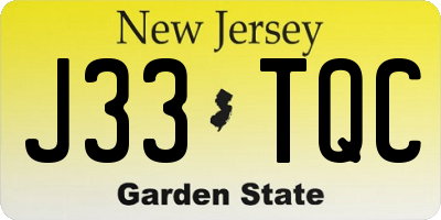 NJ license plate J33TQC