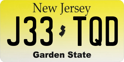 NJ license plate J33TQD
