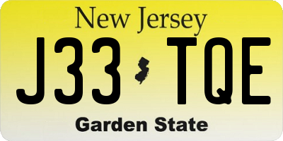 NJ license plate J33TQE