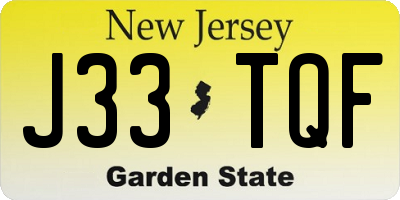 NJ license plate J33TQF