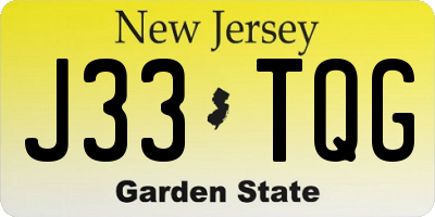 NJ license plate J33TQG