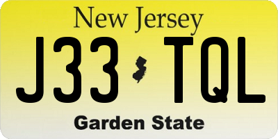 NJ license plate J33TQL