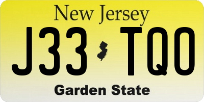 NJ license plate J33TQO